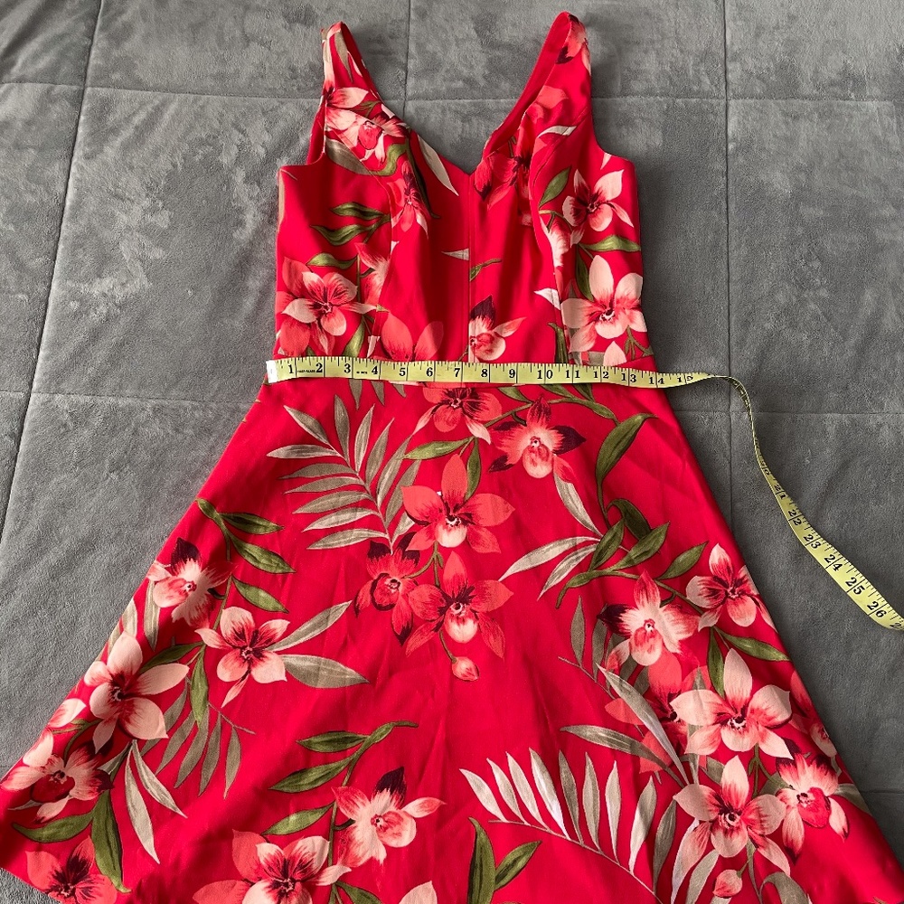 cb established 1962 Size Petite 4 Flowers Floral Print Red  Sleeveless Dress